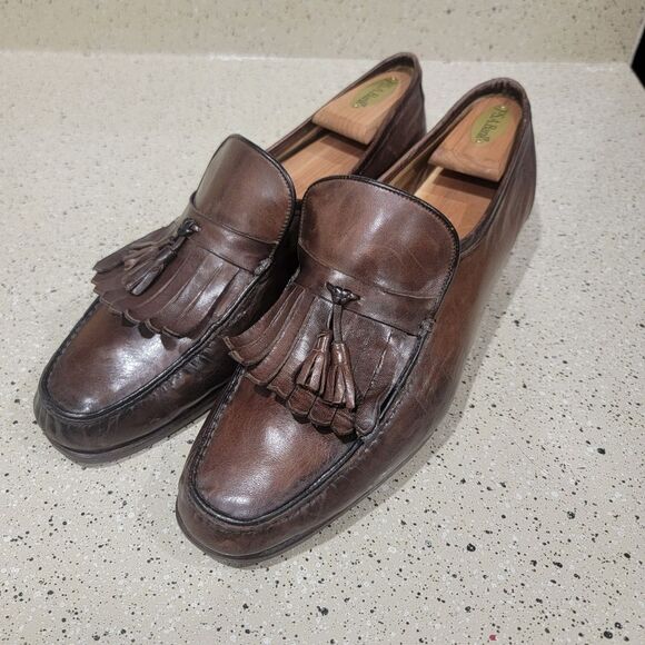 Mens BRUNO MAGLI Brown Leather Slip On Tassel Loafers Dress Shoes Size 10.5 M main image 4